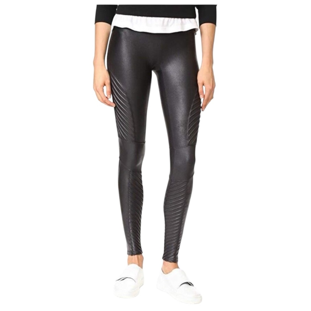 Spanx Faux Leather Moto Leggings Black Women’s Size Small 20136R